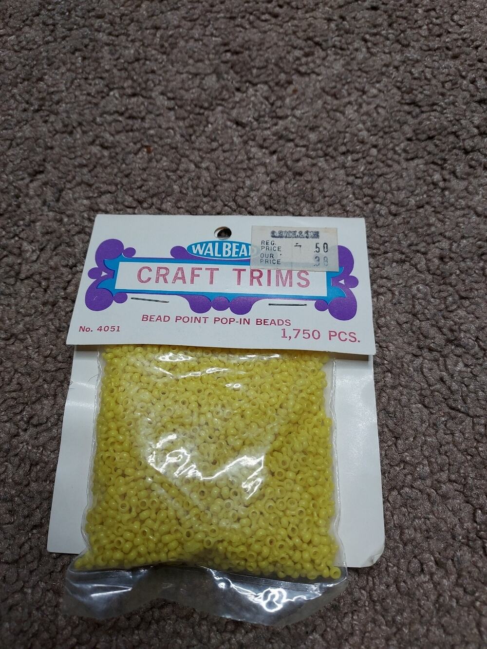 New Yellow Walbead Craft Trims Bead Point Pop-in Beads